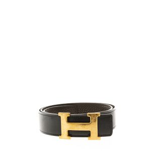 Cinto Hermes Duplaface Couro Preto e Marrom