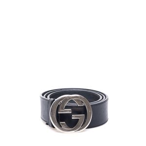 Cinto Gucci Interlocking Couro Preto