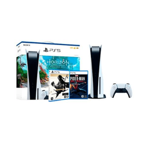 Kit Console Sony Playstation 5 + Horizon Forbidden West + Jogo Marvel´s Spider-Man:Miles Morales PS5 + Jogo Ghost Of Tsushima Versão do Diretor PS5