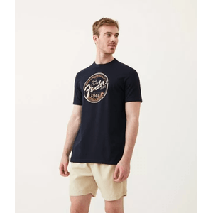 Camiseta Comfort Em Algodão Manga Curta Com Estampa Fender Azul