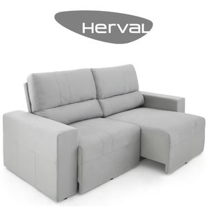 Sofá 3 Lugares Herval Village, Retrátil e Reclinável, Veludo Molhado Cinza - taQi