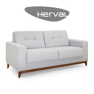 Sofá 2 Lugares Herval Safira, Linho Cinza Claro - taQi
