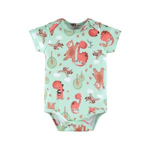 Body Manga Curta em Suedine Masculino para Bebês Verde - Up Baby