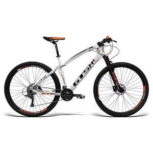 Bicicleta GTS Aro 29 Freio Hidráulico Câmbio mx9 27 Marchas e Amortecedor trava no ombro | GTS M1 I - Branco+Laranja