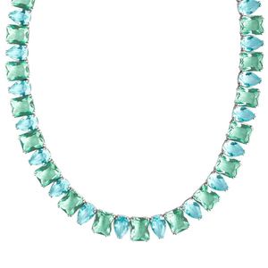 Colar Life Royal Prata Cristal Verde e Azul