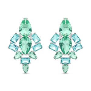 Brinco Life Royal Prata Cristal Verde e Azul