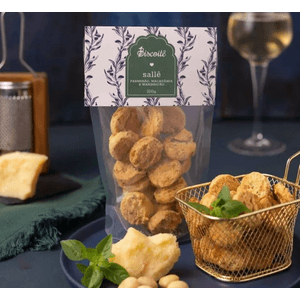Biscoitos Salgados Sallê Parmesão com Manjericão e Macadamia